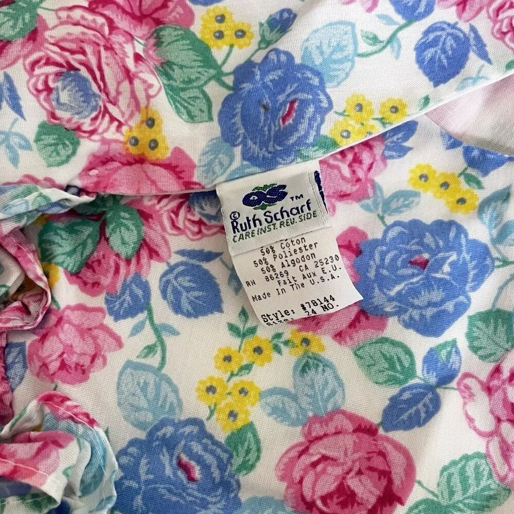 Vintage Ruth Scharf Floral Roses Dress and Bloomers 2-Pc Set Girls SZ 24 Months